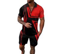 Generico Completi Tuta da Uomo 2 Pezzi T-Shirt + Pantaloncini Tuta Girocollo Taglia Larga Manica Corta con Tasca Estate Sportiva Allenamento Felpa da Uomo Estivo，Vestiti Estivi
