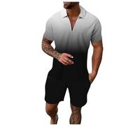 Generico Completi Tuta da Uomo 2 Pezzi T-Shirt + Pantaloncini Tuta Girocollo Taglia Larga Manica Corta con Tasca Estate Sportiva Allenamento Felpa da Uomo Estivo，Vestiti Estivi