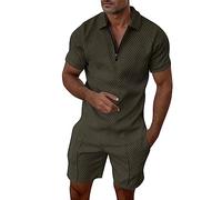 Generico Completi Tuta da Uomo 2 Pezzi T-Shirt + Pantaloncini Tuta Girocollo Taglia Larga Manica Corta con Tasca Estate Sportiva Allenamento Felpa da Uomo Estivo，Vestiti Estivi