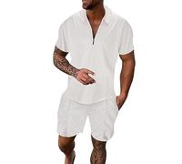 Generico Completi Tuta da Uomo 2 Pezzi T-Shirt + Pantaloncini Tuta Girocollo Taglia Larga Manica Corta con Tasca Estate Sportiva Allenamento Felpa da Uomo Estivo，Vestiti Estivi