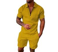 Generico Completi Tuta da Uomo 2 Pezzi T-Shirt + Pantaloncini Tuta Girocollo Taglia Larga Manica Corta con Tasca Estate Sportiva Allenamento Felpa da Uomo Estivo，Vestiti Estivi