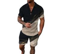 Generico Completi Tuta da Uomo 2 Pezzi T-Shirt + Pantaloncini Tuta Girocollo Taglia Larga Manica Corta con Tasca Estate Sportiva Allenamento Felpa da Uomo Estivo，Vestiti Estivi