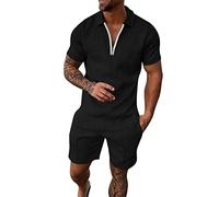 Generico Completi Tuta da Uomo 2 Pezzi T-Shirt + Pantaloncini Tuta Girocollo Taglia Larga Manica Corta con Tasca Estate Sportiva Allenamento Felpa da Uomo Estivo，Vestiti Estivi