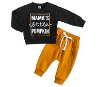 Generico Completini In Tuta Da Neonati Casual Calda Manica Lunga Top Pullover Girocollo a Maniche Lunghe Top E Pantaloni Neonati Outfits Felpa 2 Pezzi Maschio Neonato Completi