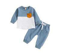 Generico Completini in Tuta da Neonati Casual Calda Manica Lunga Top Pullover Girocollo a Maniche Lunghe Top E Pantaloni Felpa 2 Pezzi Jogging Pantaloni Tuta Sportiva Boy Set di Vestiti per Bambini