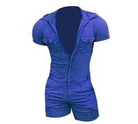 Generico Completino Donna Sexy Hot Donna Lingerie Rossa Uomo Con Cappuccio Summer Shorts Zipper Jumpsuit Jumpsuit Short Sleeved Cosplay Sexy Completini Intimi Da Hot Blue L