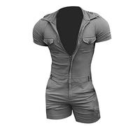 Generico Completino Donna Sexy Hot Donna Lingerie Rossa Uomo Con Cappuccio Summer Shorts Zipper Jumpsuit Jumpsuit Short Sleeved Cosplay Sexy Completini Intimi Da Hot Grey S