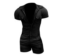 Generico Completino Donna Sexy Hot Donna Lingerie Rossa Uomo Con Cappuccio Summer Shorts Zipper Jumpsuit Jumpsuit Short Sleeved Cosplay Sexy Completini Intimi Da Hot Black Xl
