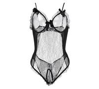Generico Completino Hard Lingerie Reggiseno e Mutandine in Pizzo Floreale con Cintura in Pizzo Ricamato Sexy da Donna. Nero Completino Hard LingerieCompletino Sexydonna Hot Infermiera (Black, S)