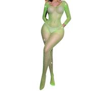 Generico Completino Intimo Donna Pizzo,Bodystocking in Rete A Maniche Lunghe Lingerie Intera Tuta Attillata Abbigliamento da Notte