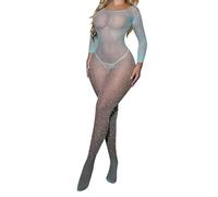 Generico Completino Intimo Donna Pizzo,Bodystocking in Rete A Maniche Lunghe Lingerie Intera Tuta Attillata Abbigliamento da Notte