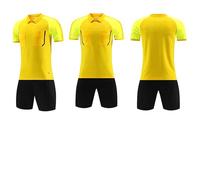 Generico Completo Arbitro Calcio Uomo, Divisa Arbitro Maniche Corte Traspirante Asciugatura Rapida, Set Completo con Maglia + Pantaloncini + Calzettoni per Adulti Adatto Uomo Donna(Yellow,2XL)