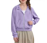 Generico Completo Bambina Giacca con Cerniera dal Taglio Confortevole, Stile Semplice per Scuola e Svago(Viola;5 Anni)
