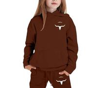Generico Completo da Bambina in 2 Pezzi Abito da Bambina Chic Ed Elegante Bambini E Ragazze con Cappuccio Felpa per Sport all'Aria Aperta Bambine Felpa Pullover Set Top E Pantaloni Kids