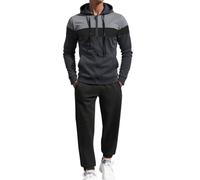 Generico Completo da slim fit con felpa con cappuccio, casual, a maniche lunghe, comodo da indossare, elegante, completo giacca e pantaloni per l'uso quotidiano. (Dark Gray, XL)