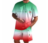 Generico Completo Estivo Uomo 2 Pezzi Tuta da Uomo Sfumatura con Pantaloni a Maniche Abbigliamento Sportivo per Vacanze Picnic Riunioni Casual Corta T-Shirt + Pantaloni Set Leggera Completi