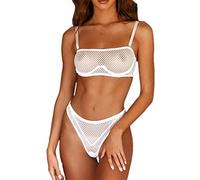 Generico Completo Intimo Donna Scollatura Profonda Slip Donna Invisibili Rimodellante Reggiseno Senza Spalline Body Stocking Aperto in Rete per Notte D’Inverno Accanto al Camino