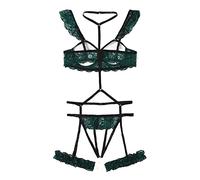 Generico Completo Intimo Donna Sedere Scoperto Slip Donna Frontale Reggiseno Schiena Scoperta Body Sexy in Vinile Lucido Stile Nightclub per Appuntamento Estivo sulla Spiaggia