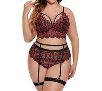 Generico Completo Intimo Donna Sexyhot Sedere Scoperto Slip Donna Vita Alta Ultra-Sottile Reggiseno Senza Spalline Body Stocking Aperto in Rete per Sorpresa nella Suite Nuziale