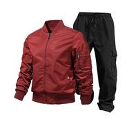 Generico Completo Intimo Tennis Stile Hippie Tuta Uomo in Cotone Jacquard con Giacca e Pantaloni Giubbotto da Aviatore Bomber da Lavoro Abbigliamento Stile Western Cowboy