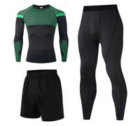 Generico Completo Intimo Termico Seamless da Uomo, Biancheria Funzionale Basic Asciugatura Rapida Monocolore Tre Pezzi