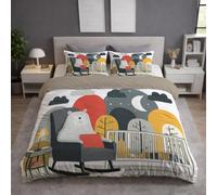 Generico Completo Letto in Giallo, Set Copripiumino Biancheria da Letto con Stanza bimbi, Microfibra, Culla Bambola Sedia, Cerniera, Soffice, Facile cura, Matrimoniale 260 X 240 cm, Traspirante