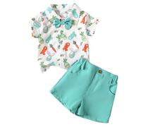 Generico Completo Neonato Estivo Coordinato Tuta Neonata Bimbo Completini e Coordinati Gentiluomo Outfit Abbigliamento Set Top Cotone Elasticizzato Pantaloncini 1-8 Anni Idee Regalo Nascita