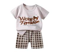 Generico Completo Neonato Estivo,Neonato Maschio Camicia Manica Corta T-Shirt e Pantaloncini Pagliaccetto Maniche Corte con Bottoni Set Spiaggia Bretelle Design Regalo Festivo Ragazzi per Compleanni