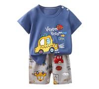 Generico Completo Neonato Estivo,Neonato Maschio Camicia Manica Corta T-Shirt e Pantaloncini Pagliaccetto Maniche Corte con Bottoni Set Spiaggia Bretelle Design Regalo Festivo Ragazzi per Compleanni
