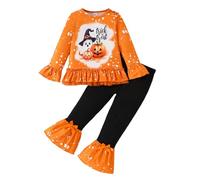 Generico Completo Per Halloween Per Bambini, A Maniche Lunghe, Con Fantasma/Zucca, Felpa Con Ricamo Pullover E Pantaloni Della Tuta Elastici, Sets Da 2 Pezzi, Vestiti Halloween, 1-8 Anni