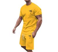 Generico Completo sportivo da uomo in due pezzi, con maglietta e pantaloncini stampati alla moda, un completo confortevole e traspirante