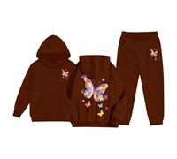 Generico Completo T Shirt Pantalone Bambine Bambini E Ragazze Con Cappuccio Solid Color Cotone Set Sportswear Christmas Bambina Multi Inverno 2 Pezzi Unisex Modelli