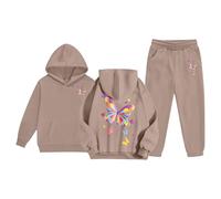 Generico Completo T Shirt Pantalone Bambine Bambini E Ragazze Con Cappuccio Solid Color Cotone Set Sportswear Christmas Bambina Multi Inverno 2 Pezzi Unisex Modelli