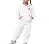 Generico Completo T Shirt Pantalone Bambine Ragazze Felpa Con Cappuccio Set Cordinata Full Print E Giacche Pantaloni Tasca Natale Bimba Winter Snowsuit Ragazzi Abbigliamento 2-14 Anni Bambina