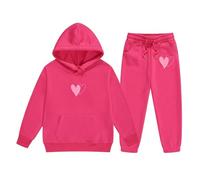 Generico Completo T Shirt Pantalone Bambine Top E Pantaloni Kids Solid Color Cotone Set Top+Pantalone Per Ragazze Felpa Con Cappuccio Di Abbigliamento 2-14 Anni Bambina