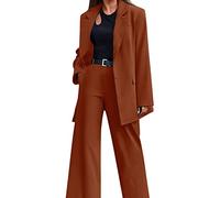 Generico Completo Tailleur Donna Elegante Casual Abito Due Pezzi Giacche a Maniche Lunghe con Bottoni e Pantaloni Taglie Forti Abiti Formale Invernale Curvy Complete da Donna da Cerimonia per Sera