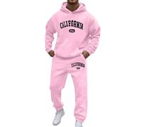 Generico Completo Uomo con Stampa Città Lettere Maniche Lunghe Cappuccio con Tasche e Pantaloni con Lacci Due Pezzi per Stile Urbano e Comodo(M)