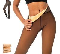 Generico Compression Band & One Seam Option - The Original Magic Fleece Lined Leggings, Women High Waist Warm Bare-Leg Tights (Bronze,M)