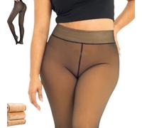 Generico Compression Band & One Seam Option - The Original Magic Fleece Lined Leggings, Women High Waist Warm Bare-Leg Tights (Tan,XXL)