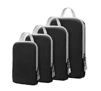 Generico Compression Packing Cubes, 4-Piece Luggage Organizer Set, Reusable Vacuum Carry Bag, Space-Saving Storage Pouch, Ideal for Suitcase, Flight, Camping, Black/Light Blue/Apricot/Gray