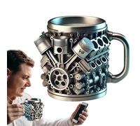 Generico con design motore V8 - da caffè isolata a doppia parete in acciaio inossidabile con manico in resina, bicchieri da 350 ml | Contenitore per bevande che conserva il calore per garage, offic