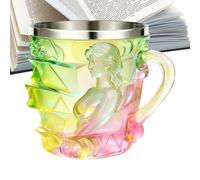 Genérico con libri impilati, bicchiere da 150 ml con design femminile tinto, da caffè 3D, libri impilati, per donne, lettori, scrittori, bibliotecarie, amanti della lettura, Natale