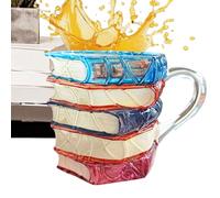 Generico con libro dipinto - Bicchieri da tè dipinti in 3D da 300 ml | Pila di libri di caffè per lettori Scrittori Insegnanti Studenti Bibliotecari, Compleanno Laurea Succo di frutta Latte Studio