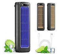 Generico Condizionatore Portatile Silenzioso, Ventilatore Raffrescatore d'Aria da Tavolo che Soffia Freddo, 3 Velocità Mini Ventilatore for Camera Letto Ufficio Casa(Nero)