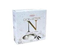 Generico Confetti CRISPO a Forma di Cuore con Stampa Lettera 'N' 250 gr Bianco.