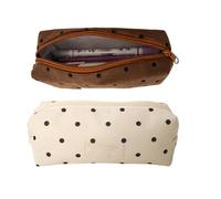 Generico Confezione da 2 astucci per matite a pois, elegante custodia | Funziona come astuccio per riporre penne, gomme e altri articoli di cancelleria; Serve anche come borsa cosmetica portatile