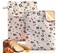 Generico Confezione Da 2 Sacchetti For Il Pane In Cera D'api, Design Premium In Cera D'api E Cotone E Lino, Ecologici E Sicuri For La Conservazione Di Cereali Verdure(Zipper Flower)
