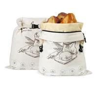 Generico Confezione Da 2 Sacchetti For Il Pane In Cera D'api, Design Premium In Cera D'api E Cotone E Lino, Ecologici E Sicuri For La Conservazione Di Cereali Verdure(White-gray)