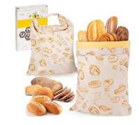 Generico Confezione Da 2 Sacchetti For Il Pane In Cera D'api, Design Premium In Cera D'api E Cotone E Lino, Ecologici E Sicuri For La Conservazione Di Cereali Verdure(Little Flower)
