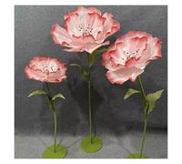 Generico Confezione Da 3 Fiori Artificiali Giganti Realistici For Matrimoni, Eventi E Decorazioni For La Casa. Rose In Schiuma EVA Di Alta Qualità Con Steli Pieghevoli E Robusta Base In Legno.(rosa)